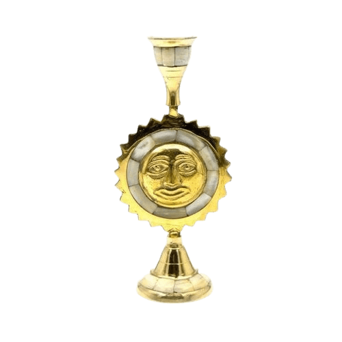 BRASS & MOP SUN TAPER CANDLE HOLDER